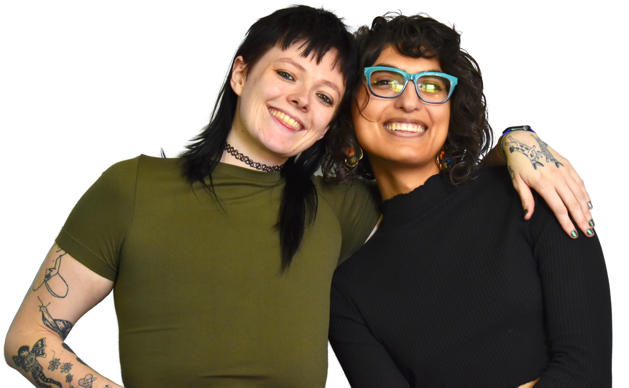 Stacy and Charlie smiling and embracing.